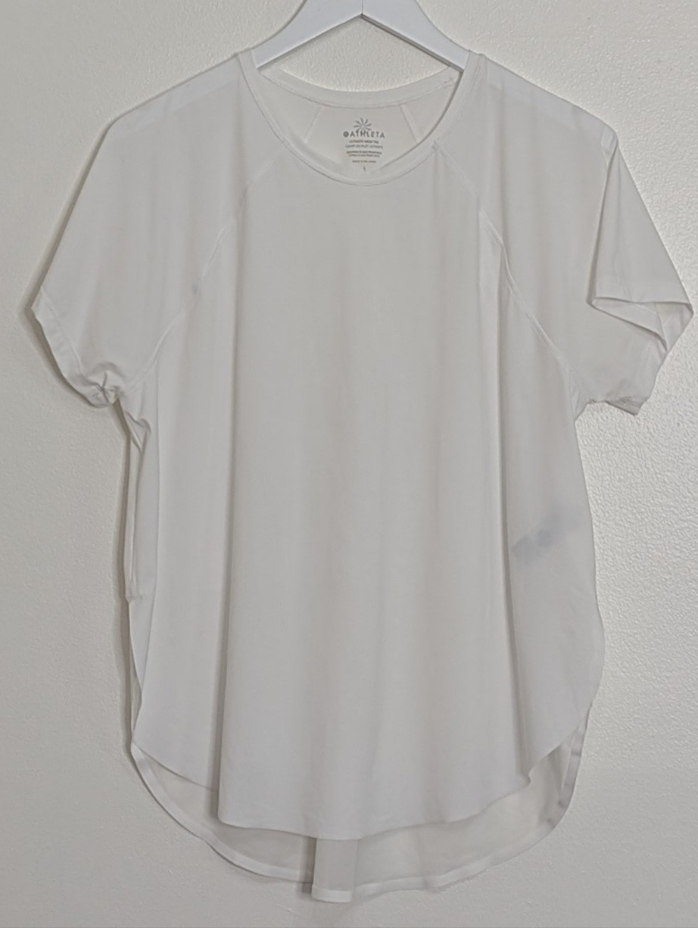 Athleta Shirt Women Large White Ultimate Mesh Tee Short Sleeve Athleisure